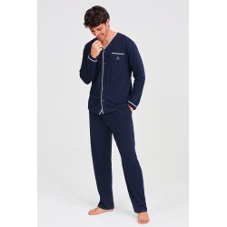 PIJAMA 100% ALG HOMBRE ISLAND LARGO MARINO