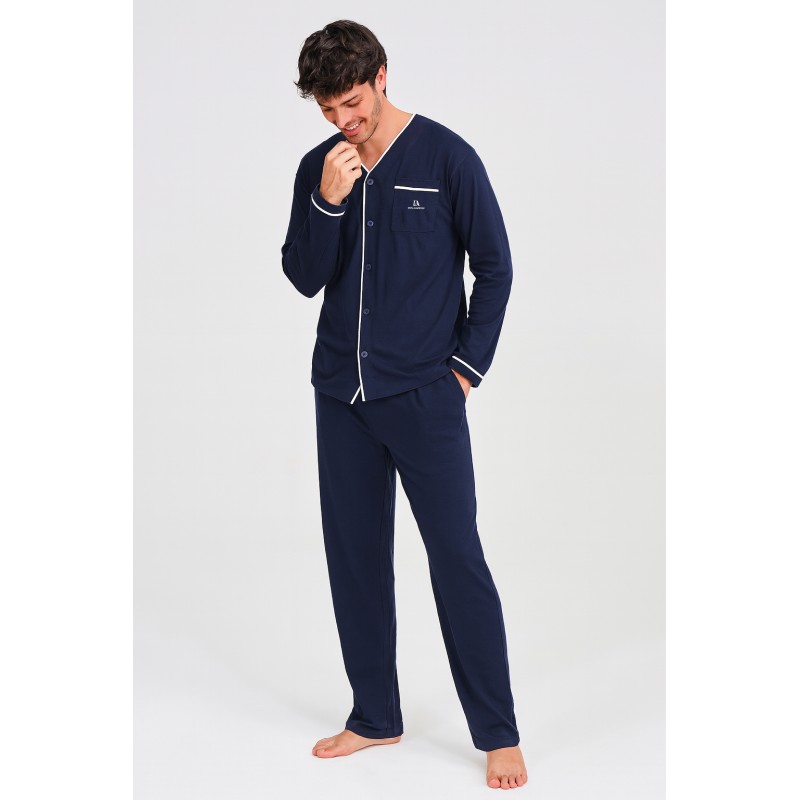 PIJAMA 100% ALG HOMBRE ISLAND LARGO MARINO